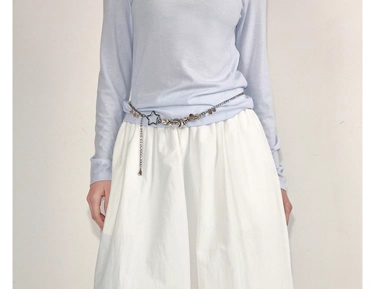 Plain Elastic Midi Skirt Paperbag Waist