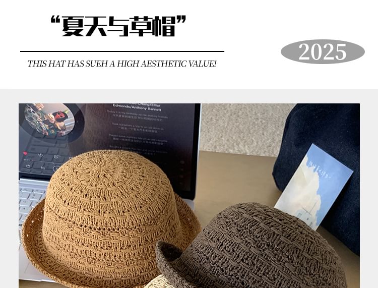 Straw Bowler Hat