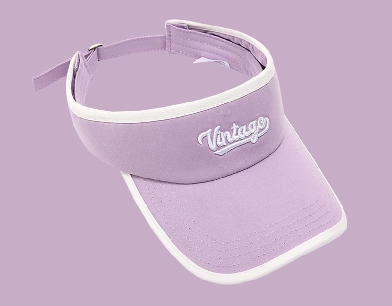 Lettering Embroidered Piped Sun Visor