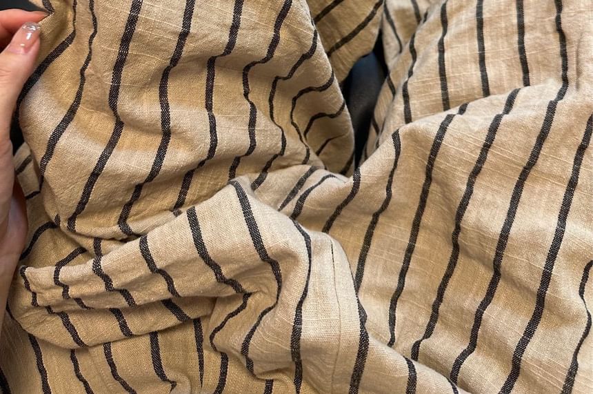 Wide High Plain Waist Leg Striped Pants