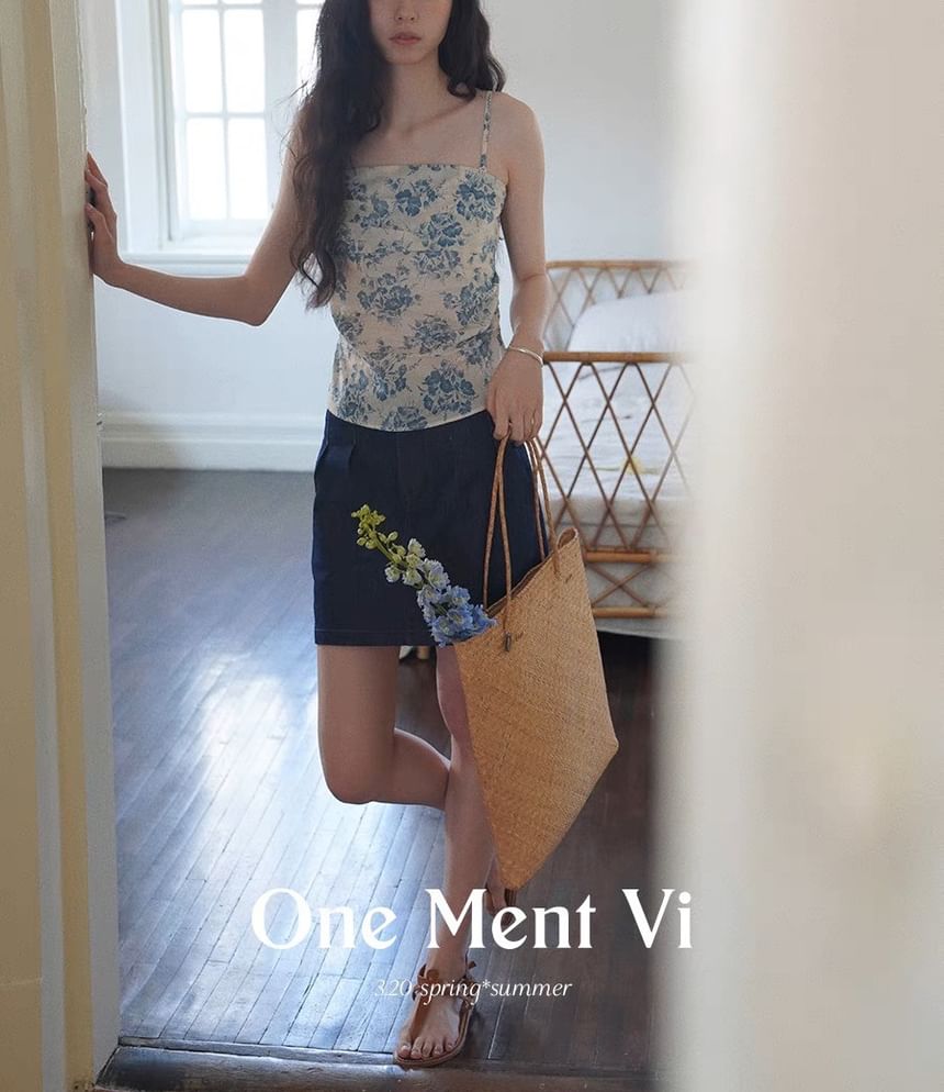 Print Floral Sleeveless Tube Top