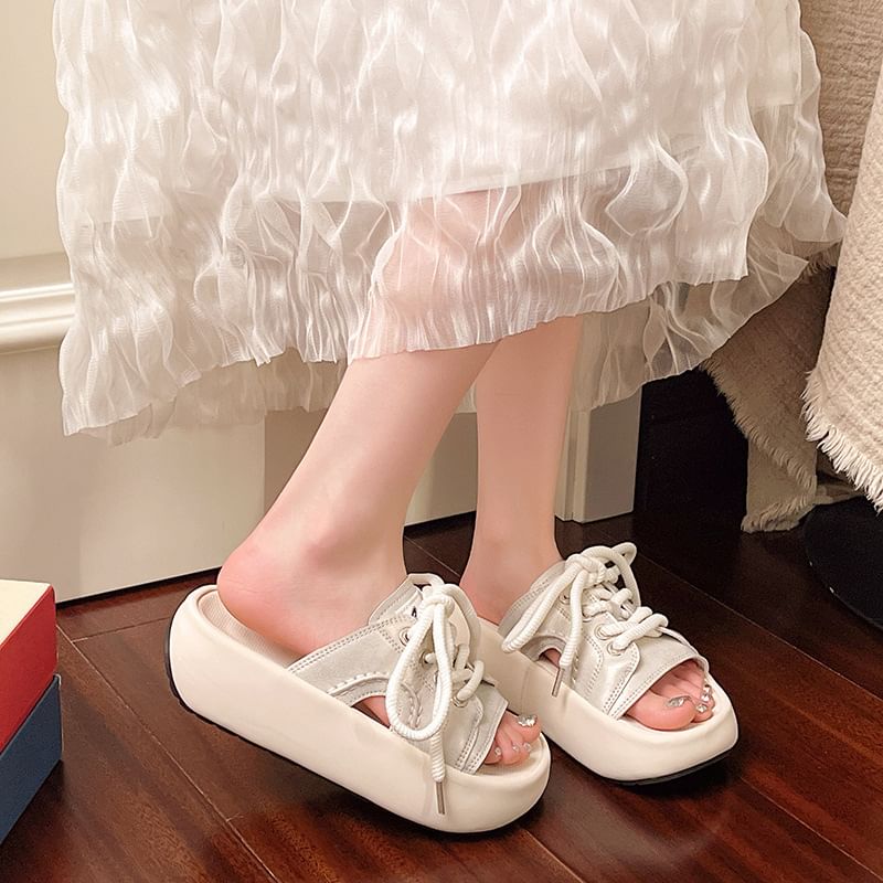 Lace-Up Sandals Platform Slide