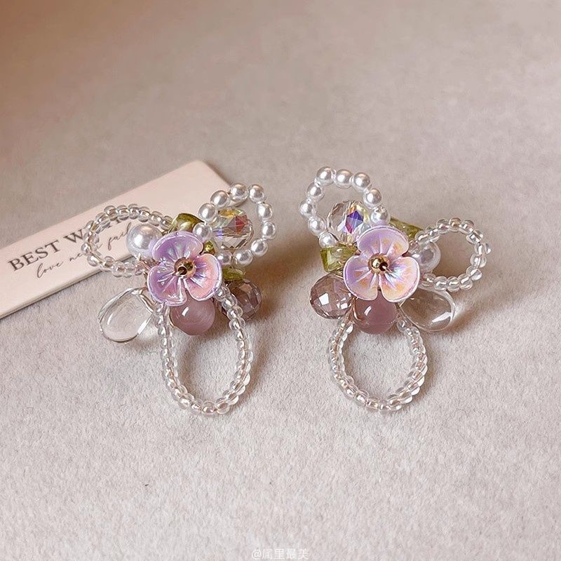 Floral Beaded Stud Earring