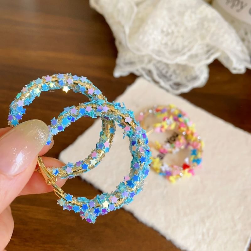 Heart / Bow Earring Star Hoop