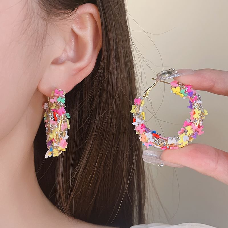 Heart / Bow Earring Star Hoop