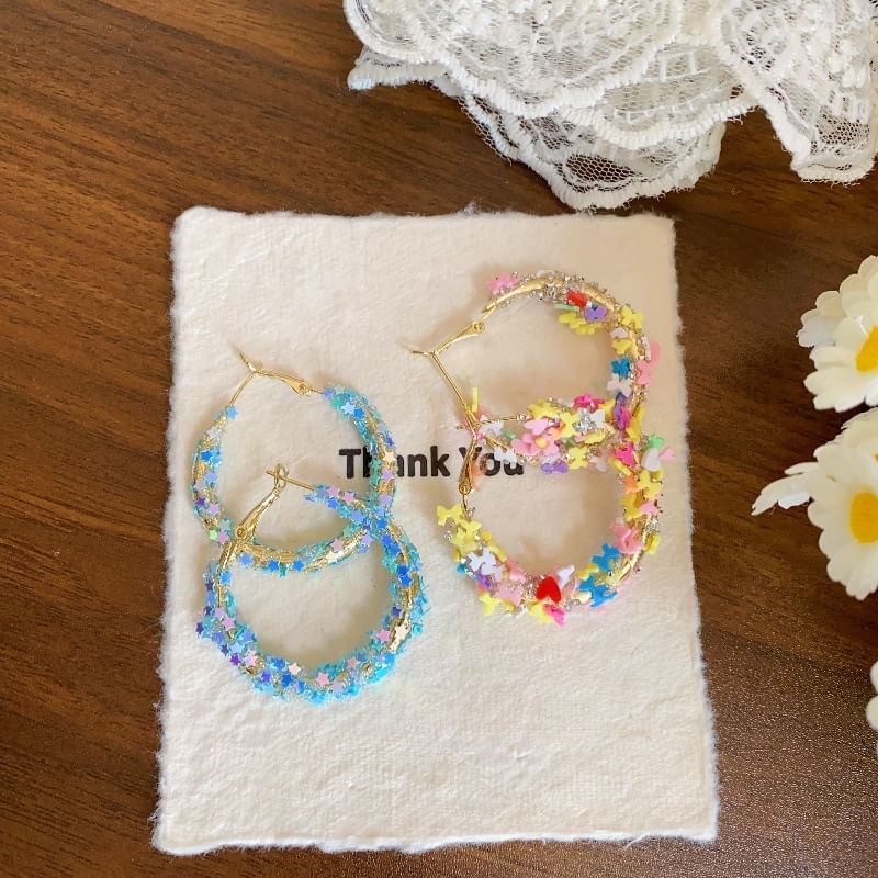 Heart / Bow Earring Star Hoop