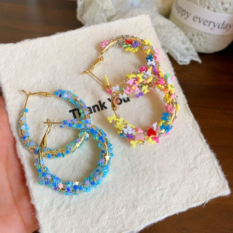 Heart / Bow Earring Star Hoop