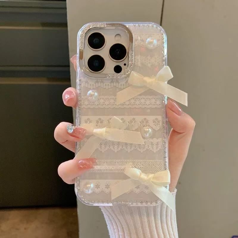 Lace Case Adhesive Phone Decoration Set Strap Ribbon Print /