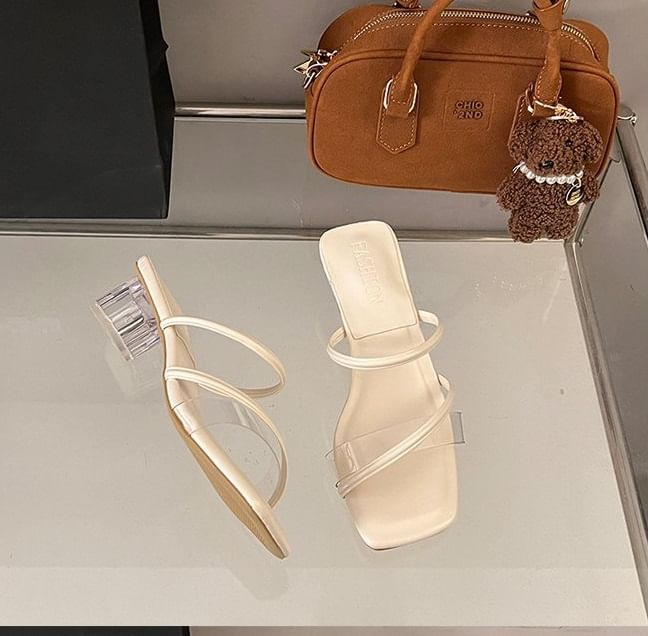 Square Heel PVC Toe Low Sandals Slide