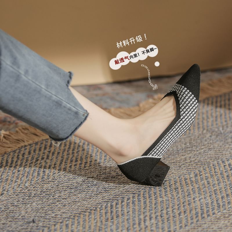 Pointed Chunky Heel Pumps