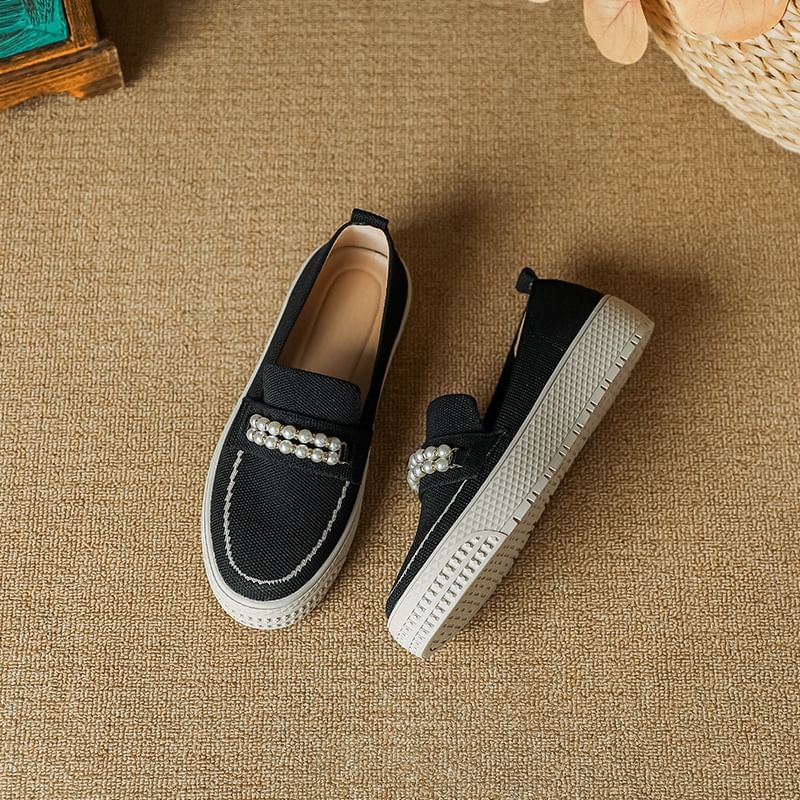 Sample Faux Pearl Platform Slip-Ons