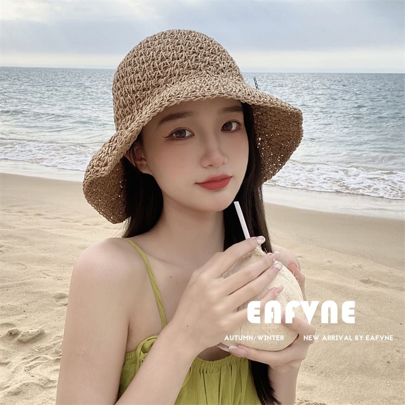 Straw Hat Cloche Lace-Up