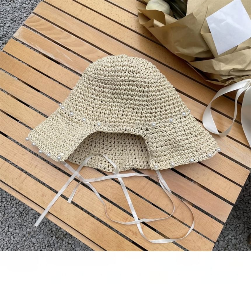 Straw Hat Cloche Lace-Up