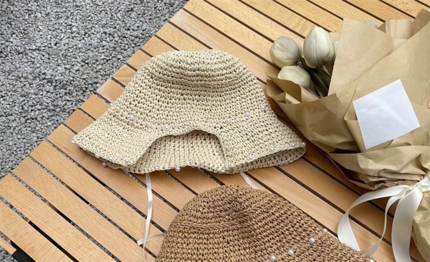 Straw Hat Cloche Lace-Up