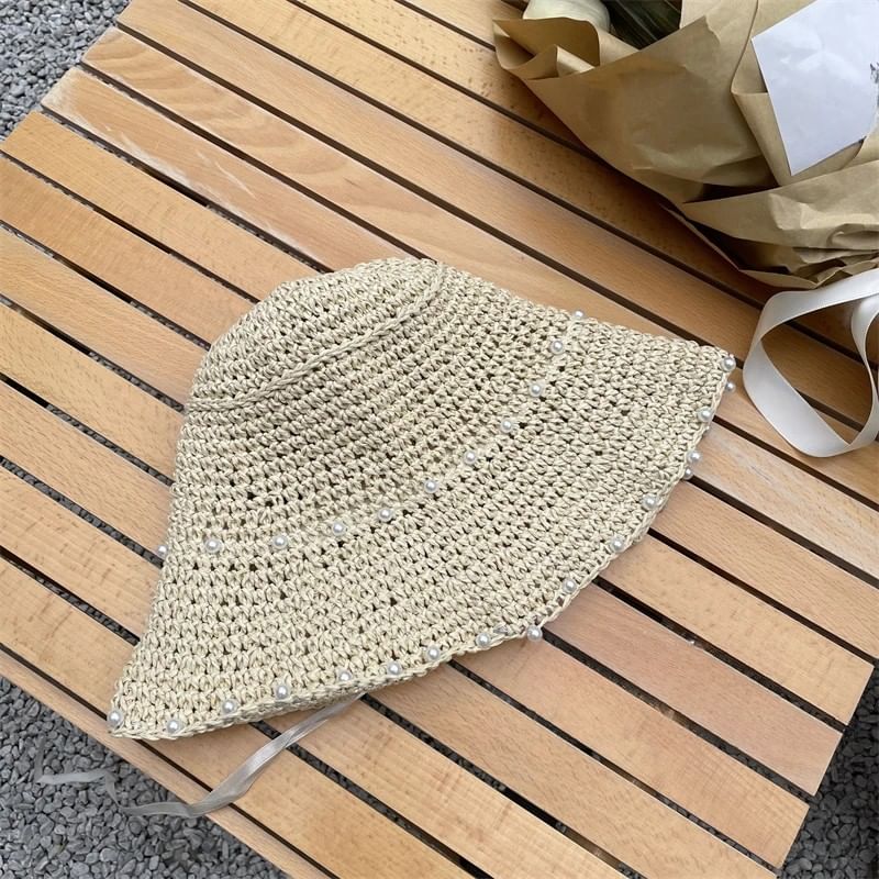 Straw Hat Cloche Lace-Up