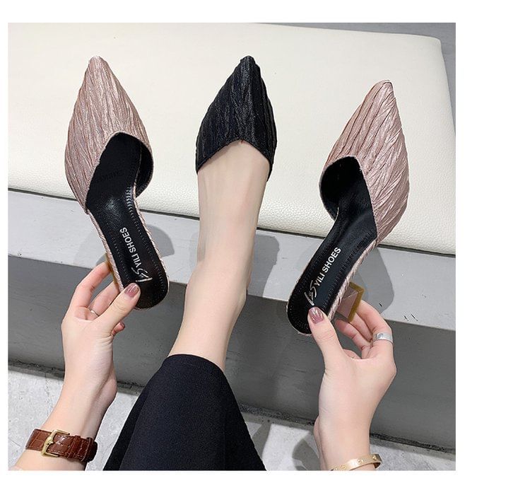 Kitten Pointed Heel Toe Mules