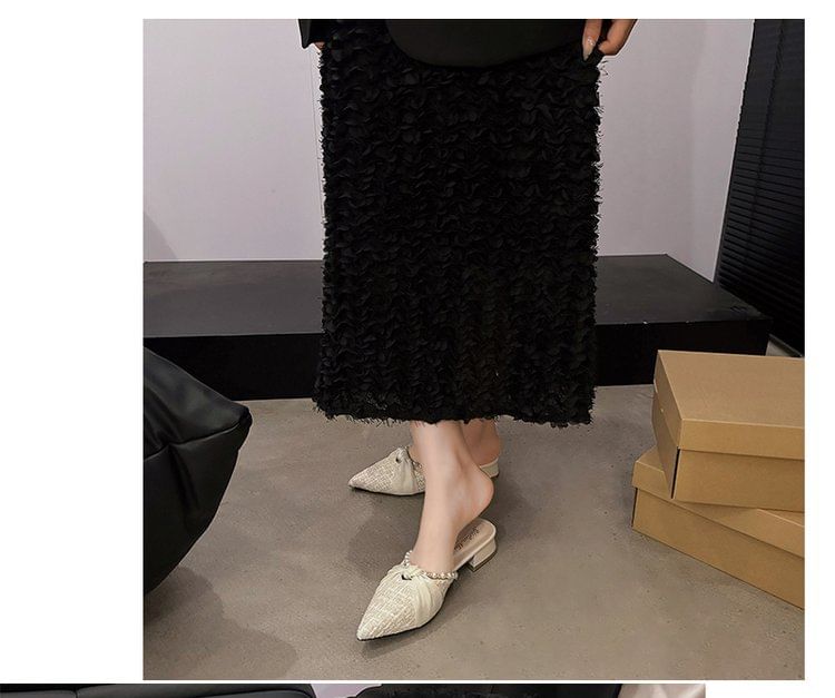 Mules Pearl Chunky Toe Faux Pointed Knot Heel