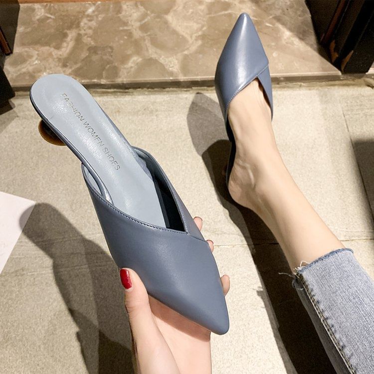 Mules Toe Kitten Pointed Heel