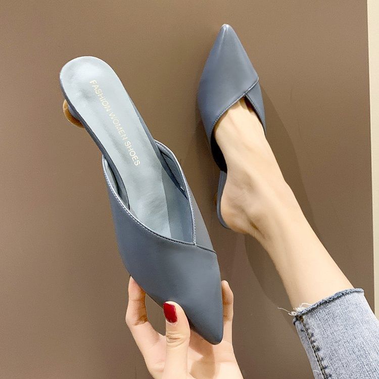 Mules Toe Kitten Pointed Heel