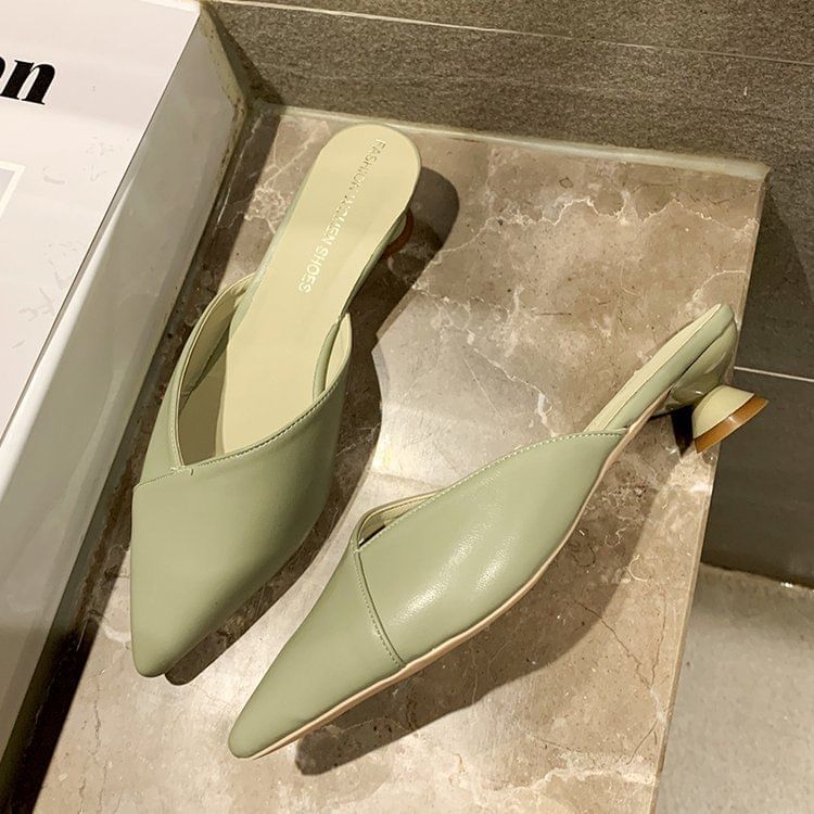 Mules Toe Kitten Pointed Heel
