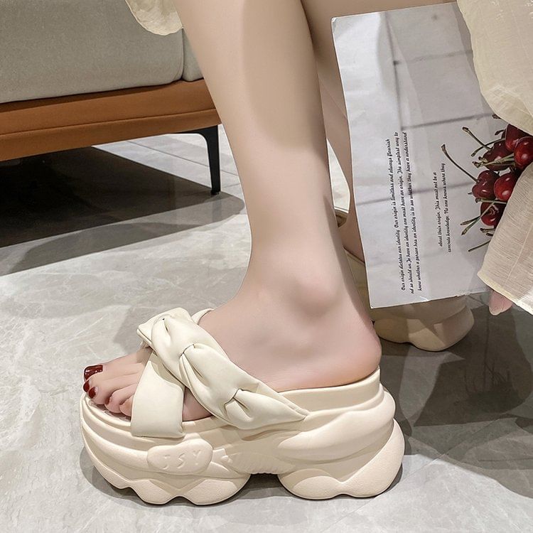 Slide Platform Sandals Cross Criss