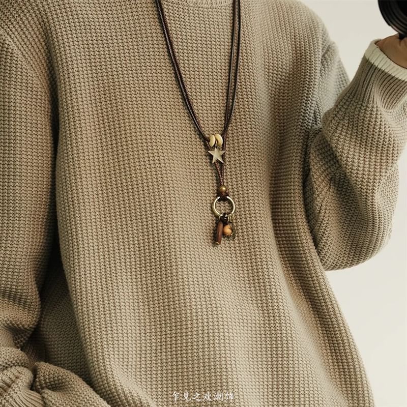Pendant Necklace Bead Star Layered Cord