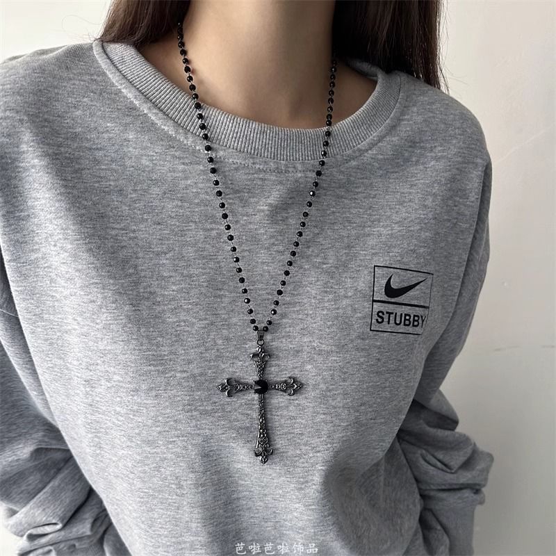 Pendant Station Faux Gemstone Necklace Cross