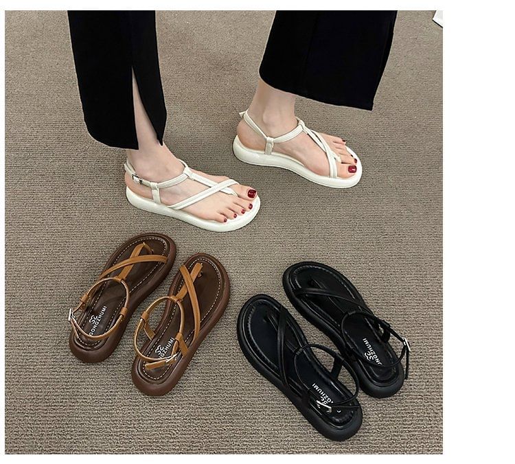 Leather Faux Sandals Platform