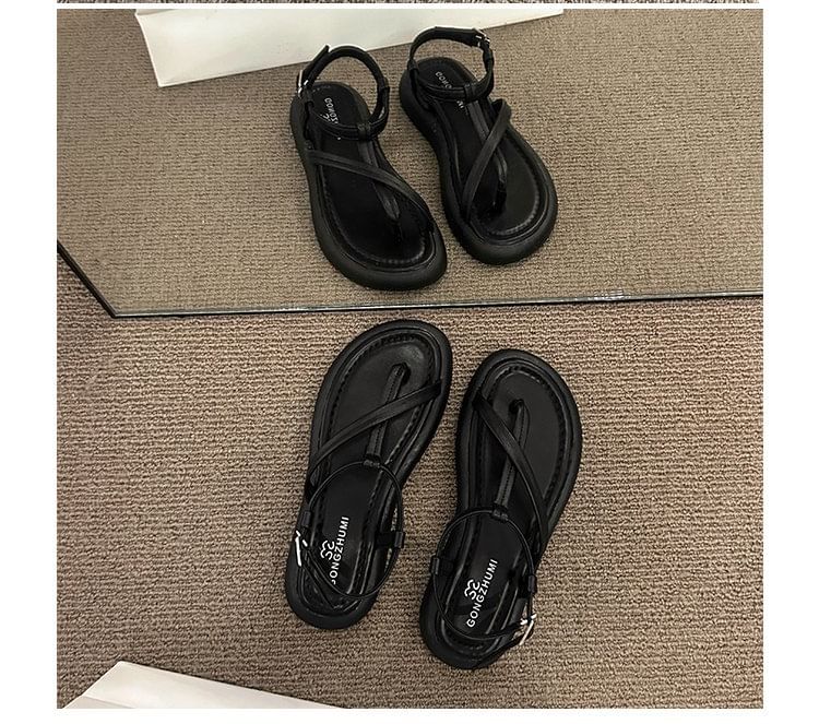 Leather Faux Sandals Platform