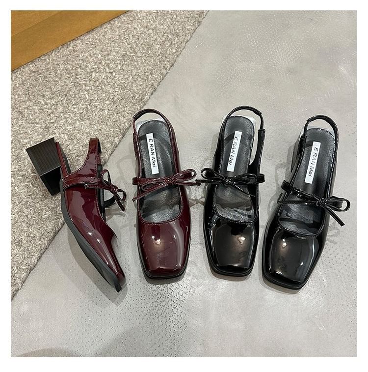 Toe Slingback Pumps Jane Mary Bow Square