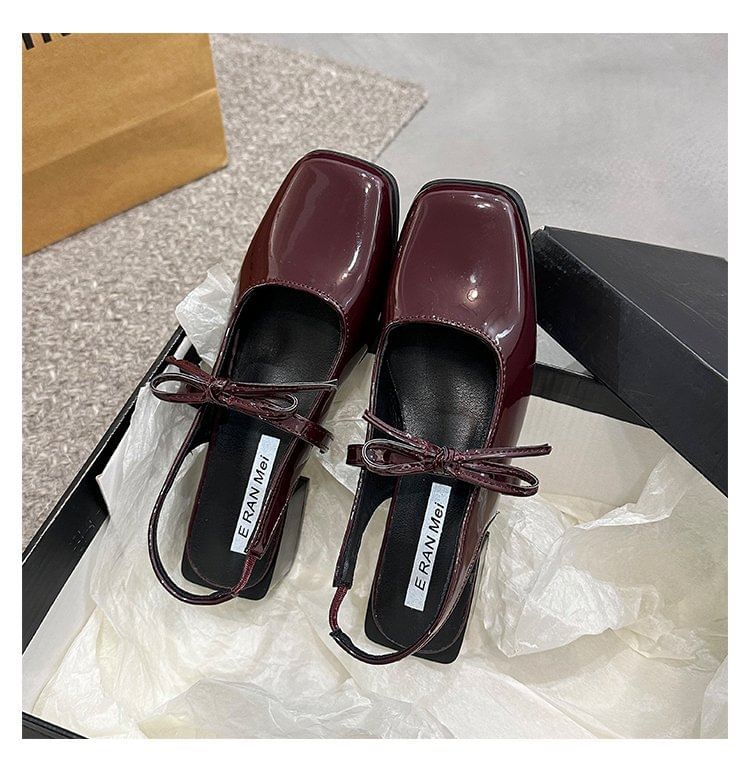 Toe Slingback Pumps Jane Mary Bow Square