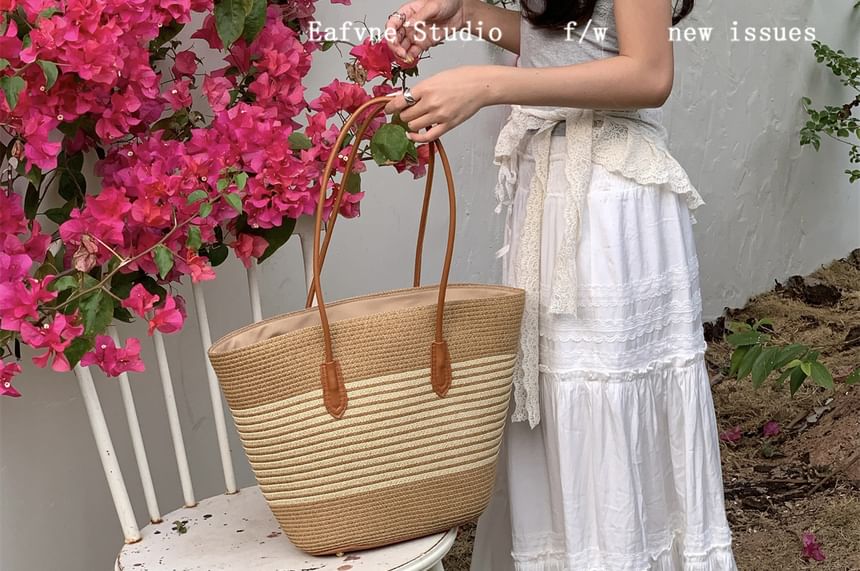 Tote Straw Striped Bag