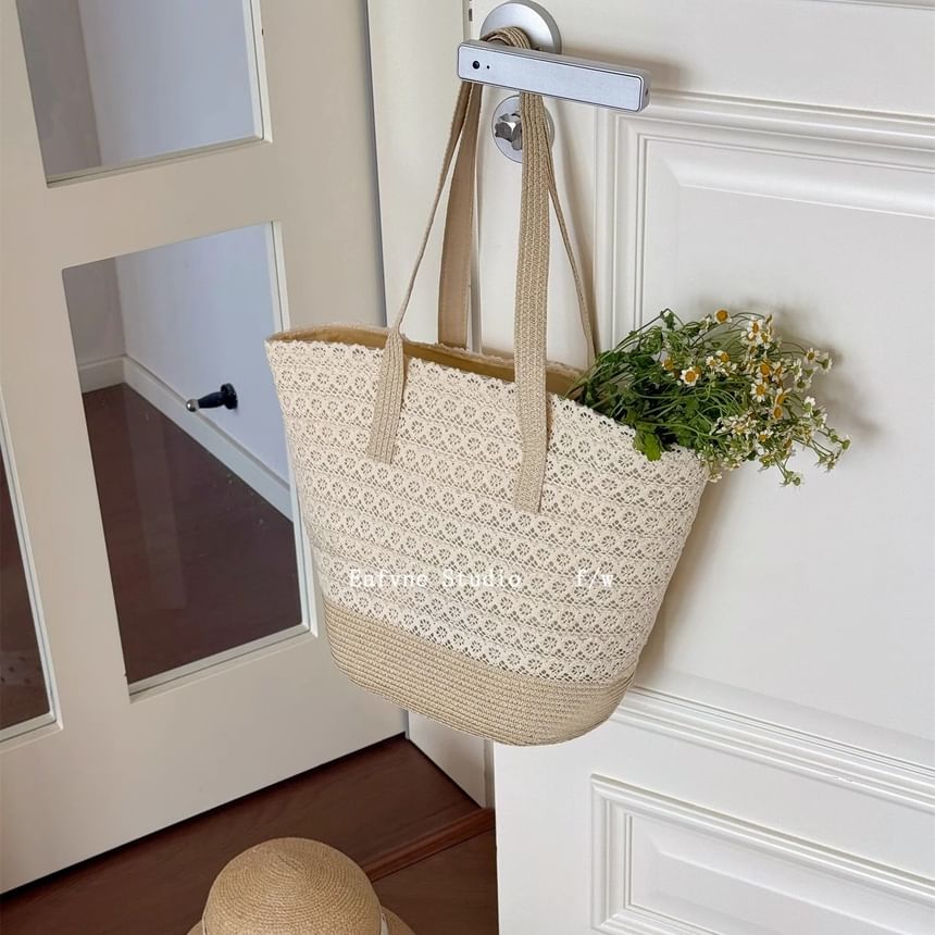 Bag Tote Panel Straw Lace