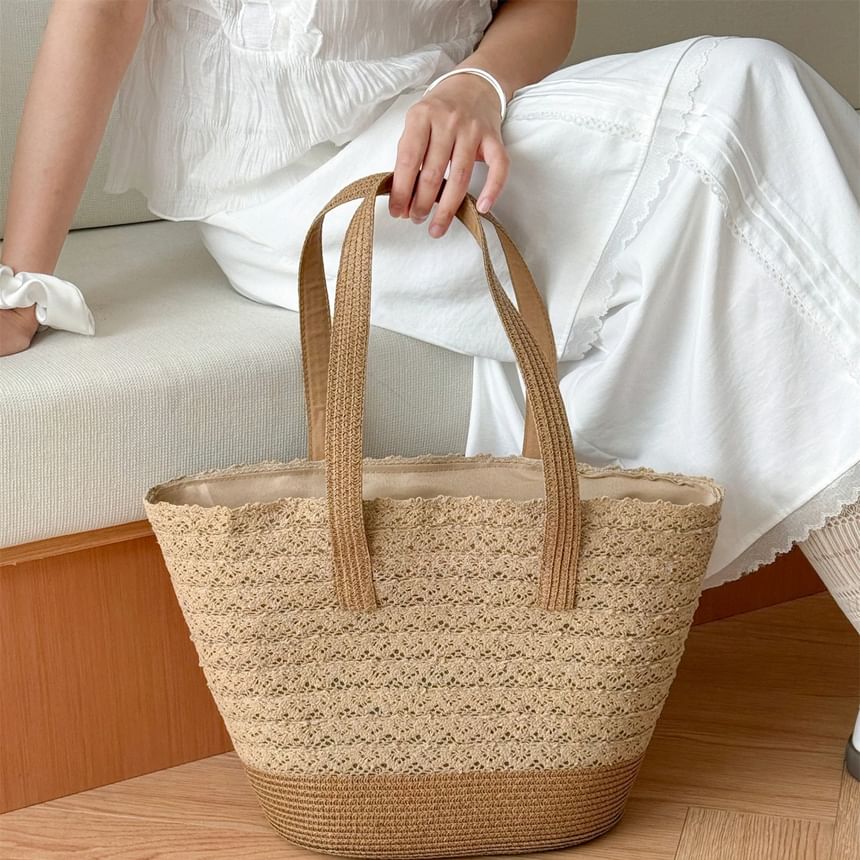Bag Tote Panel Straw Lace