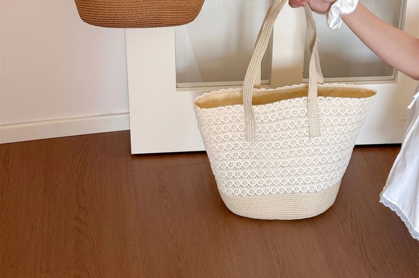 Bag Tote Panel Straw Lace