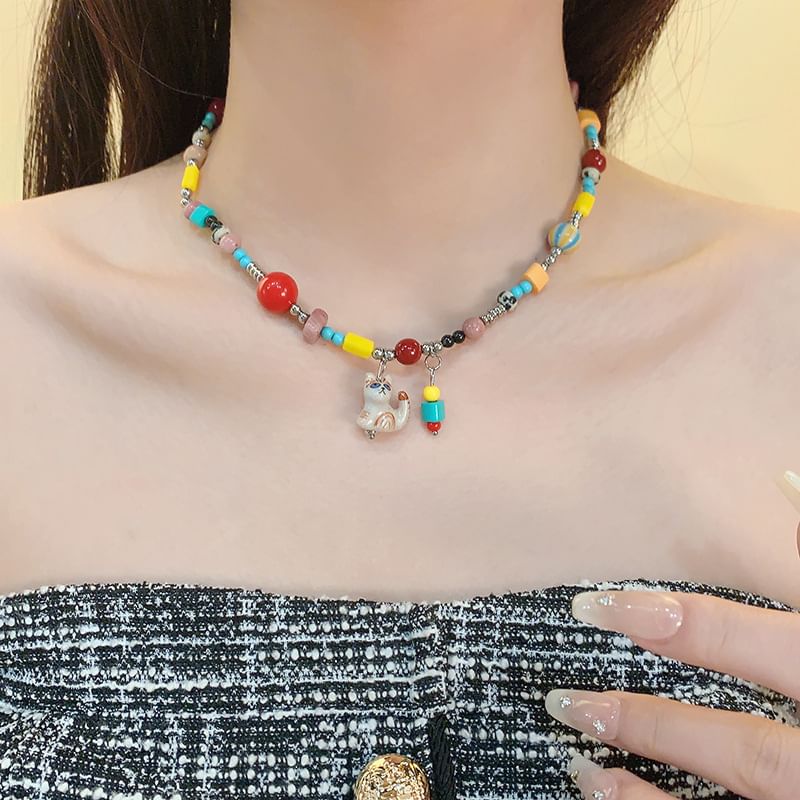 Necklace Cat Bead Pendant