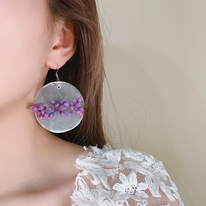 Drop Earring Asymmetrical Disc Flower Statement