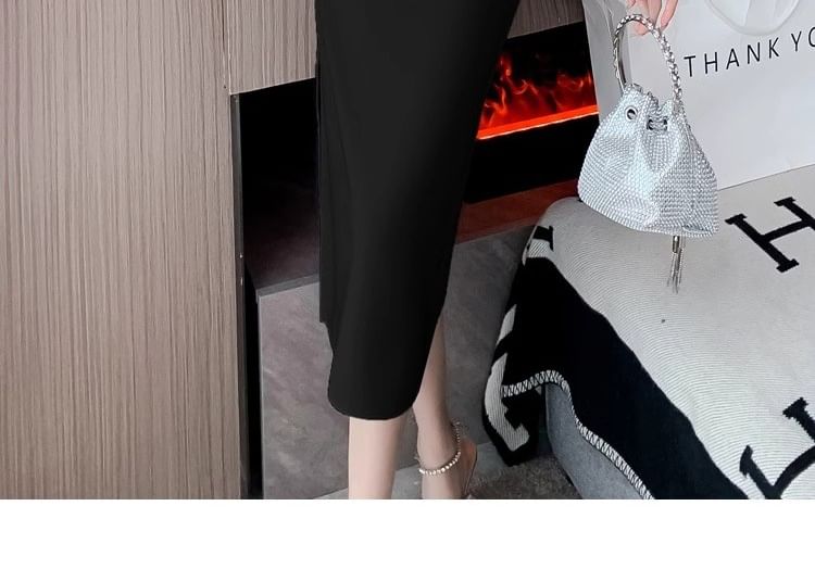 Sheath Plain Midi Sleeveless Dress