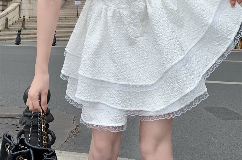 Dress Short-Sleeve Mini Collar Sailor A-Line