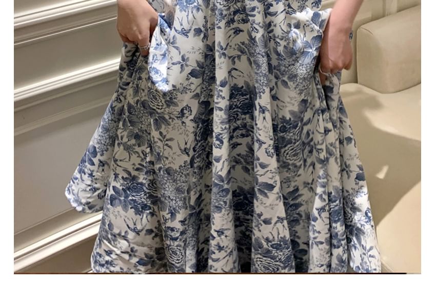 Floral Sleeveless V-Neck A-Line Dress Print Maxi