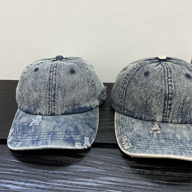 Distressed Cap Denim Baseball