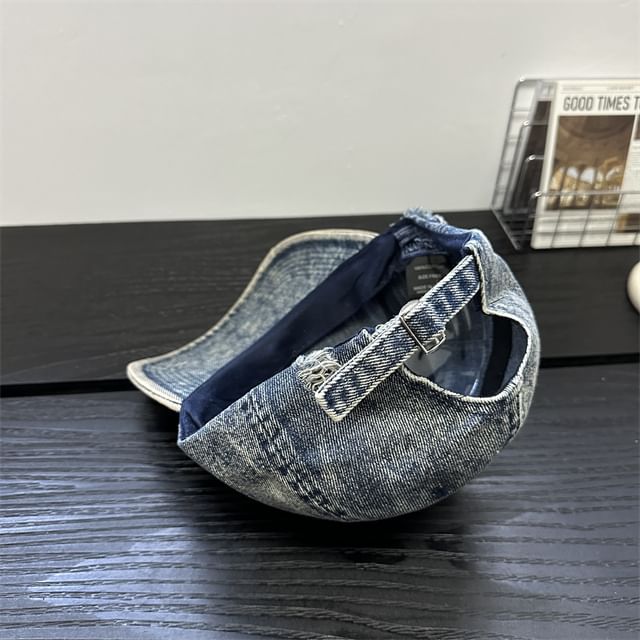 Distressed Cap Denim Baseball