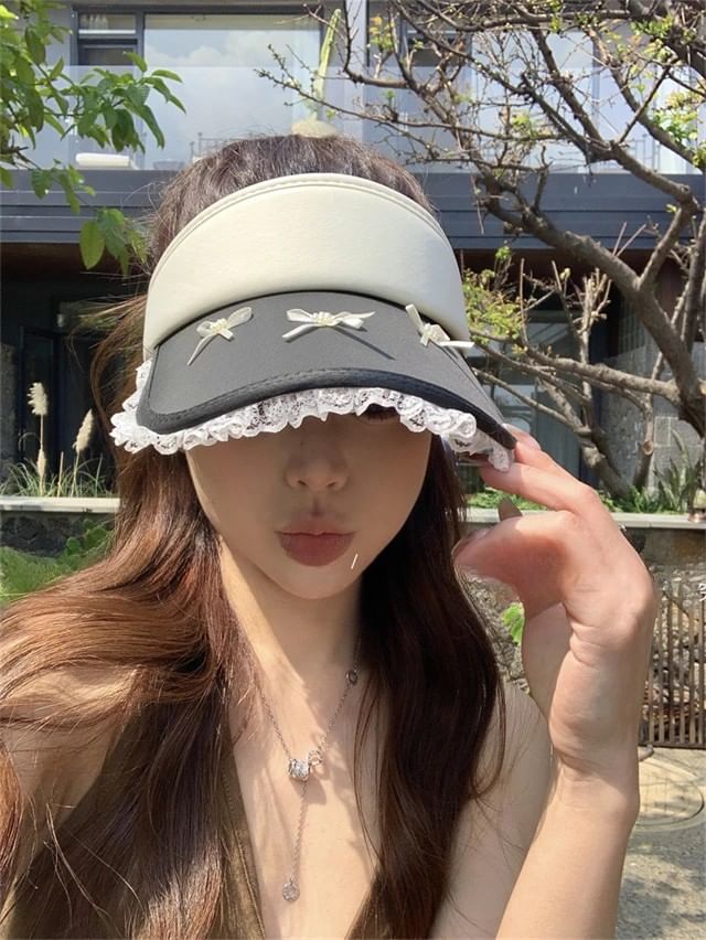 Trim Visor Lace Bow Sun