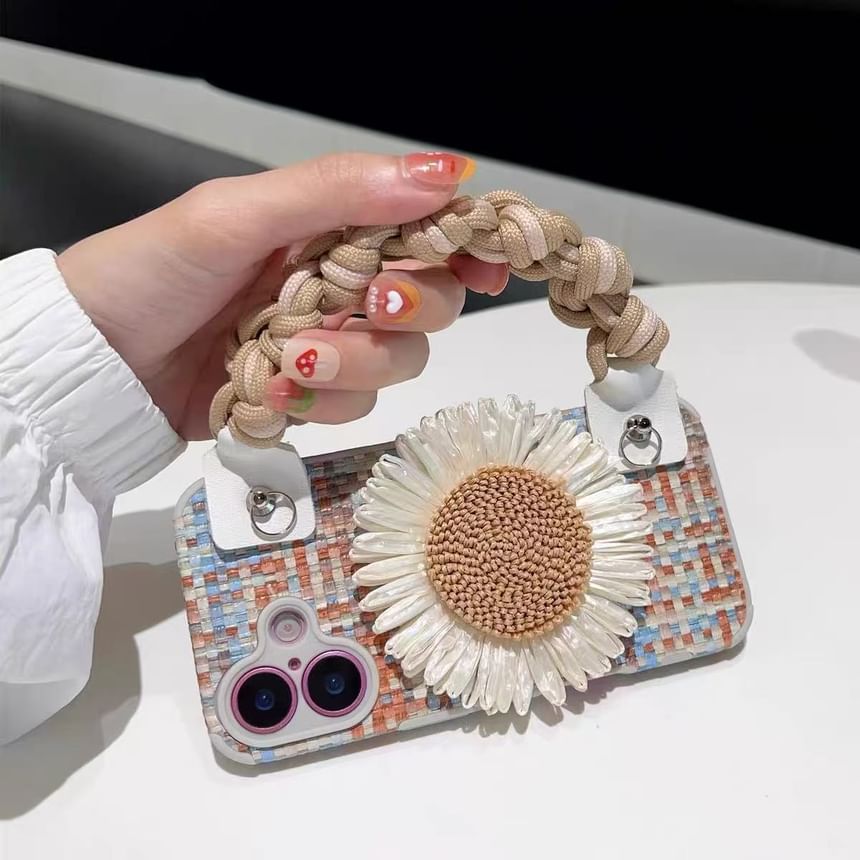 Decoration Set Lanyard Strap Case Phone Sunflower Adhesive / Woven