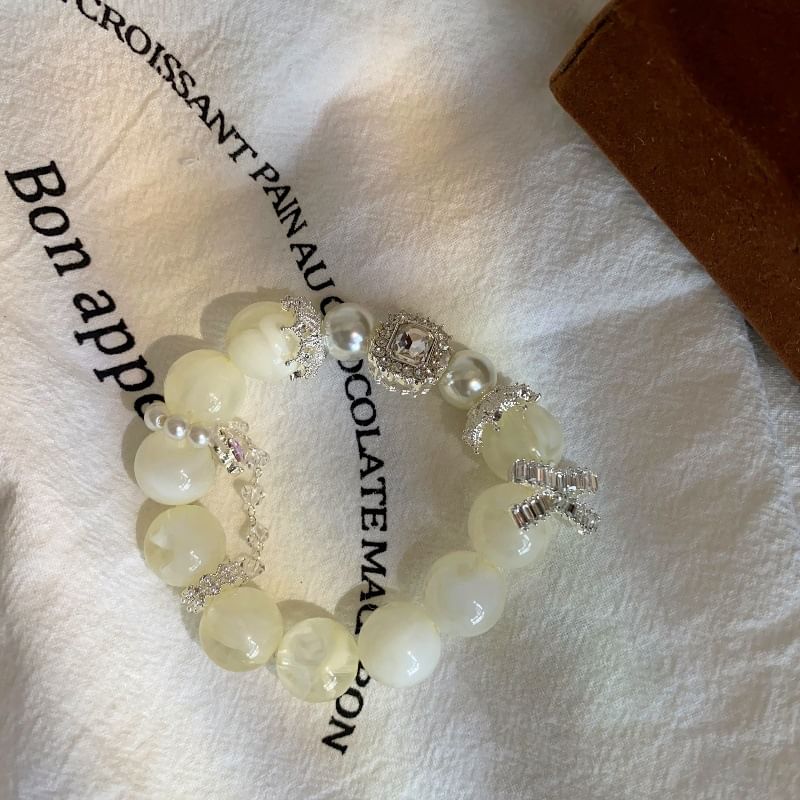 Beaded Bracelet Rhinestone Faux Pearl