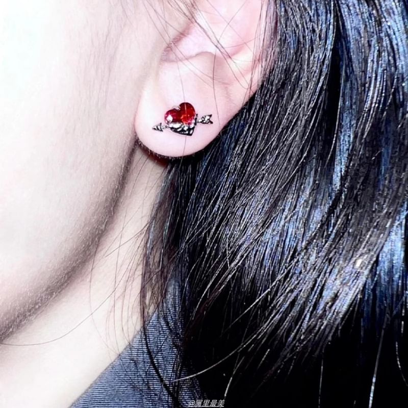 Stud Rhinestone Ear Heart