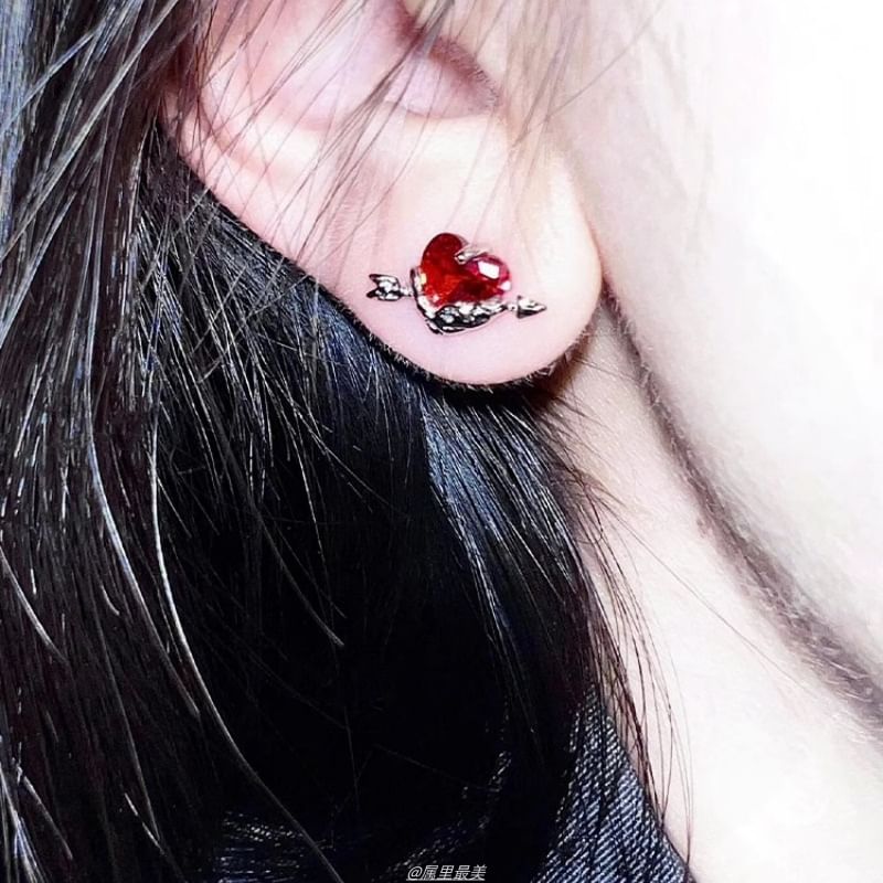 Stud Rhinestone Ear Heart