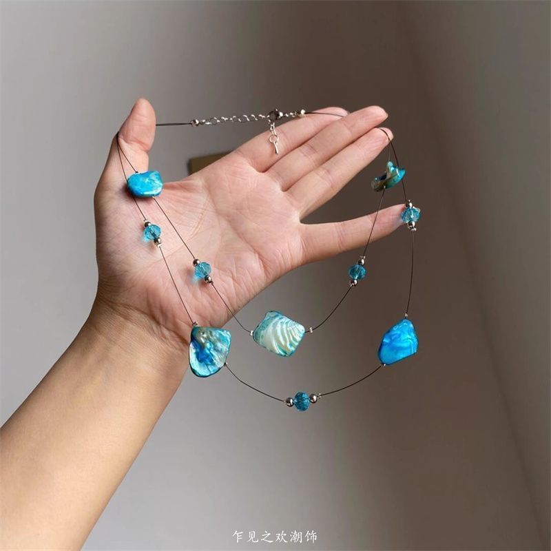 Beaded Irregular Necklace Layered Gemstone