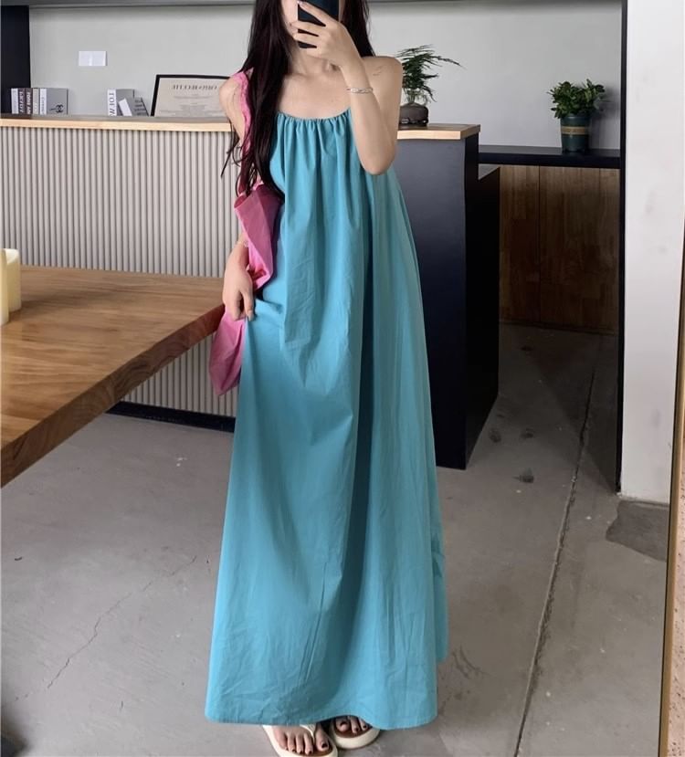 Neck Maxi Dress Print Halter Sleeveless