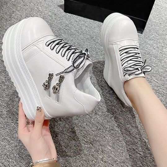 Hidden Sneakers Platform Wedge Panel Zip